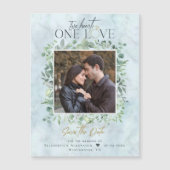 ユーカリ大理石フォトウェディング日付を保存 マグネット招待状 (正面)