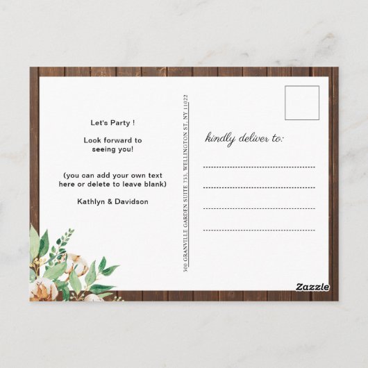 ユーカリ婚約クロウフィッシュ沸騰パーティー招待状 ポストカード (裏面)