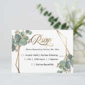 ユーカリ対角線金ゴールドフレームRSVP 出欠カード (スタンド正面)