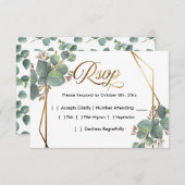 ユーカリ対角線金ゴールドフレームRSVP 出欠カード (正面/裏面)
