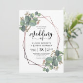 ユーカリ幾何バラ金ゴールド枠 招待状 (スタンド正面)