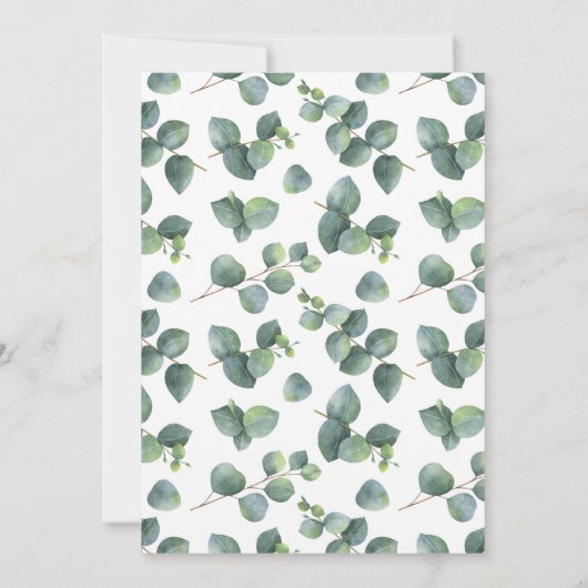 ユーカリ幾何バラ金ゴールド枠 招待状 (裏面)