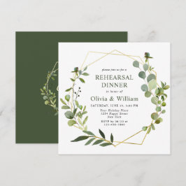 ユーカリ幾何モダンフレームリハーサルディナー 招待状