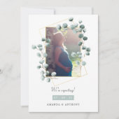 ユーカリ幾何写真妊娠 案内状 (正面)