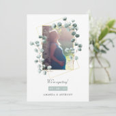 ユーカリ幾何写真妊娠 案内状 (スタンド正面)