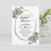 ユーカリ幾何学フレームブライダルシャワー侵入物 招待状 (スタンド正面)