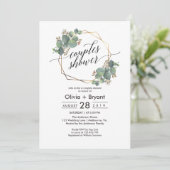 ユーカリ幾何学フレームブライダルシャワー侵入物 招待状 (スタンド正面)