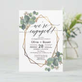 ユーカリ幾何学フレーム婚約パーティ 招待状 (スタンド正面)