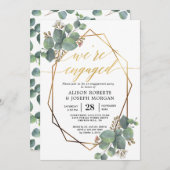 ユーカリ幾何学フレーム婚約招待 招待状 (正面/裏面)