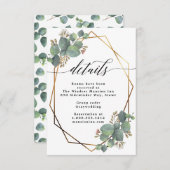 ユーカリ幾何学フレーム結婚の宿泊施設 招待状 (正面/裏面)