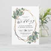 ユーカリ幾何学フレーム結婚式招待状 招待状 (スタンド正面)