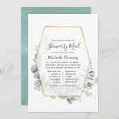 ユーカリ幾何学ブライダルまたはベビーシャワーbyメール 招待状 (正面/裏面)