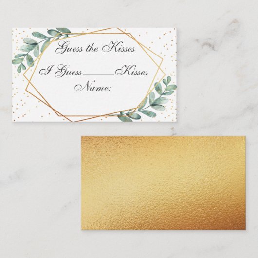 ユーカリ幾何学ブライダルシャワーゲームカード エンクロージャーカード (正面/裏面)