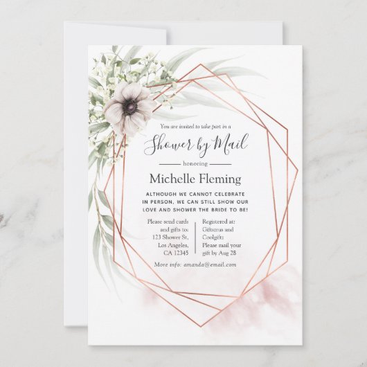 ユーカリ幾何学ベビー又はブライダルシャワーバイメール 招待状 (正面)