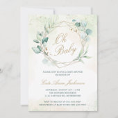 ユーカリ幾何学モダン ベビーシャワー 招待状 (正面)