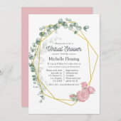 ユーカリ幾何学仮想ベビーシャワー 招待状 (正面/裏面)