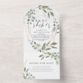 ユーカリ幾何学図書リクエスト赤ちゃんシャワー オールインワン招待状 (内側)