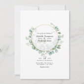 ユーカリ幾何学模様ゴールドウェディング 招待状 (正面)