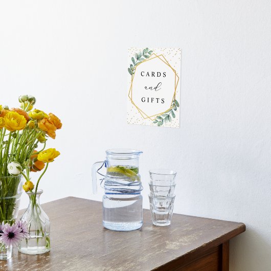 ユーカリ幾何学的ウェディングカード&ギフト実在 箔ポスター (レイダウン (キッチン))