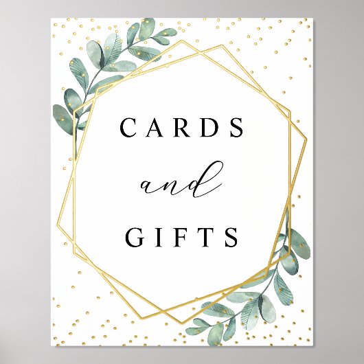 ユーカリ幾何学的ウェディングカード&ギフト実在 箔ポスター (正面)