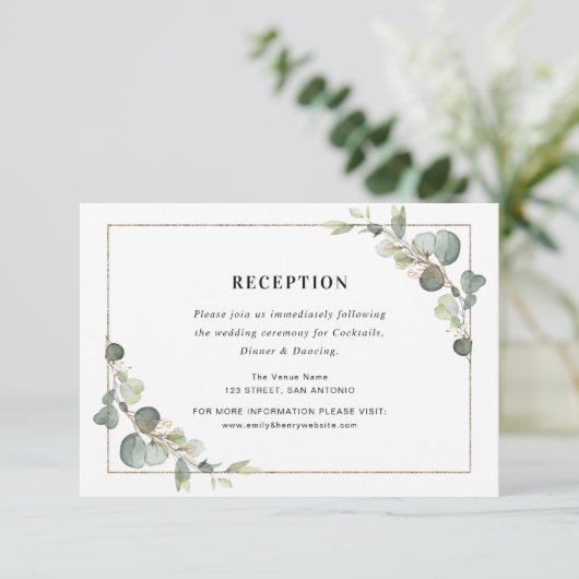 ユーカリ幾何学的ウェディングレセプションカード 出欠カード (スタンド正面)