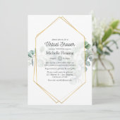 ユーカリ幾何学的バーチャルブライダルまたはベビーシャワー 招待状 (スタンド正面)