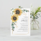 ユーカリ幾何学的フローラ赤ちゃんシャワーサンフラワー 招待状 (スタンド正面)