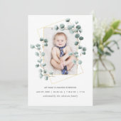 ユーカリ幾何学誕生発表フォトカード 案内状 (スタンド正面)