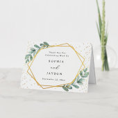 ユーカリ幾何結婚の感謝実在 箔グリーティングカード (正面)