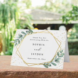 ユーカリ幾何結婚の感謝実在 箔グリーティングカード