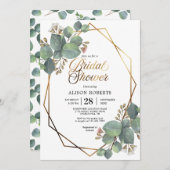 ユーカリ幾何結婚ブライダルシャワー 招待状 (正面/裏面)