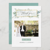 ユーカリ幾何結婚写真 サンキューカード (正面/裏面)