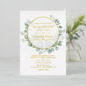 ユーカリ幾何金ゴールド結婚ズ 箔招待状 (立ち正面)