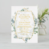 ユーカリ幾何金ゴールド結婚箔招待状 箔招待状 (立ち正面)