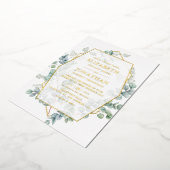 ユーカリ幾何金ゴールド結婚箔招待状 箔招待状 (回転した状態)