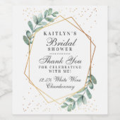 ユーカリ幾何金箔ブライダルシャワー ワインラベル (シングルラベル)