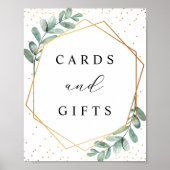 ユーカリ幾何金箔結婚のサイン ポスター (正面)