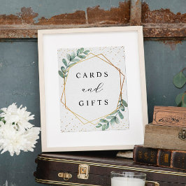 ユーカリ幾何金箔結婚のサイン ポスター