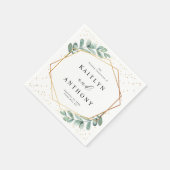 ユーカリ幾何金結婚箔 スタンダードカクテルナプキン (角)