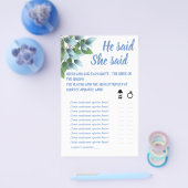 ユーカリ彼は彼女はシャワーゲームカードと言った チラシ (シングル)