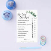 ユーカリ彼は彼女はシャワーゲームカードと言った チラシ (シングル)