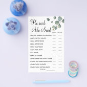 ユーカリ彼は彼女はシャワーゲームカードと言った チラシ (シングル)