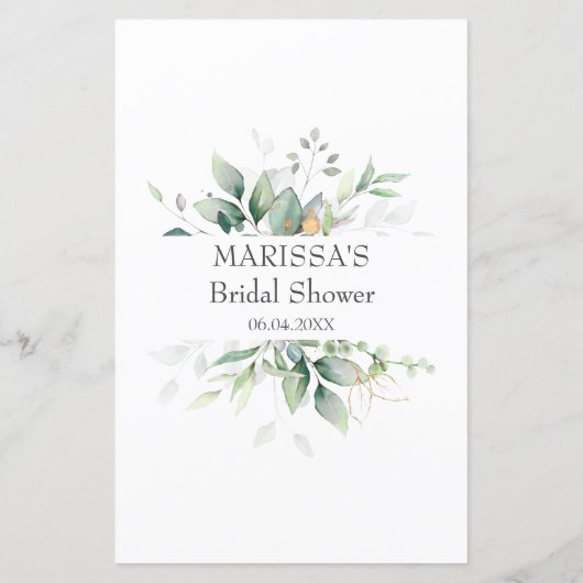 ユーカリ彼は彼女はブライダルシャワーゲームを言った (裏面)