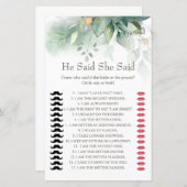 ユーカリ彼は彼女はブライダルシャワーゲームを言った (正面/裏面)