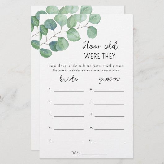 ユーカリ彼らは何歳だったブライダルゲーム (正面/裏面)