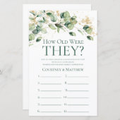 ユーカリ彼らは何歳だったブライダルシャワーゲーム (正面/裏面)