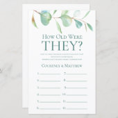 ユーカリ彼らは何歳だったブライダルシャワーゲーム (正面/裏面)