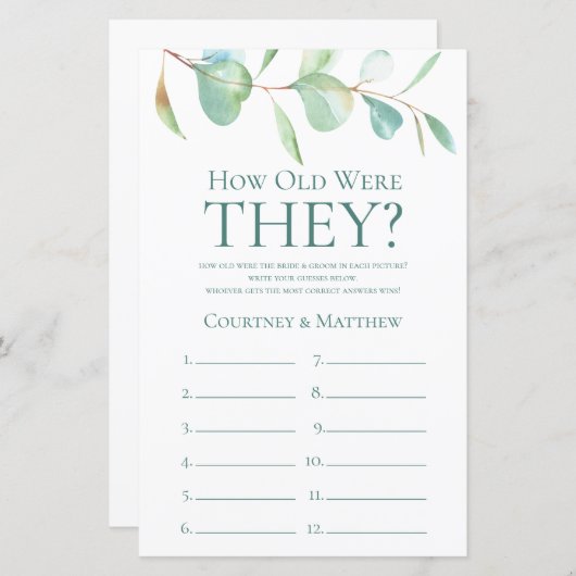 ユーカリ彼らは何歳だったブライダルシャワーゲーム