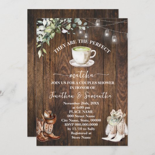 ユーカリ彼らは完璧な抹茶ウェスタン 招待状 (正面/裏面)