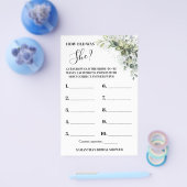 ユーカリ彼女は彼女のブライダルシャワーゲームカード チラシ (シングル)